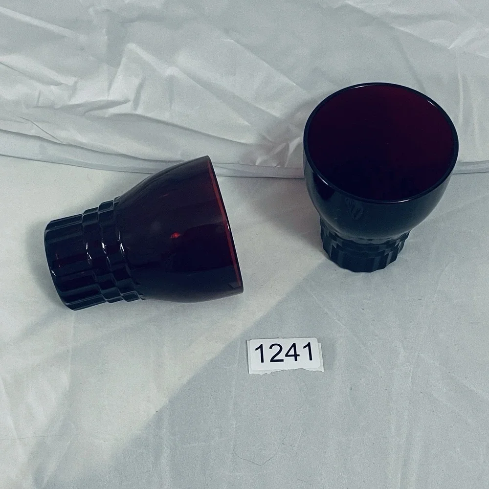Set Of 2  Vintage Anchor Hocking Windsor Royal Ruby Red Glass 8 oz Tumblers 4